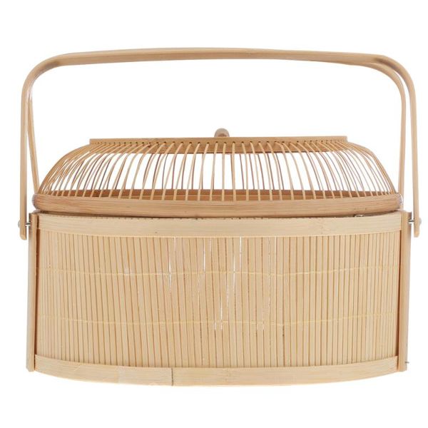 

1pc weaving basket traditional style bamboo fruit moon cake storage baskets