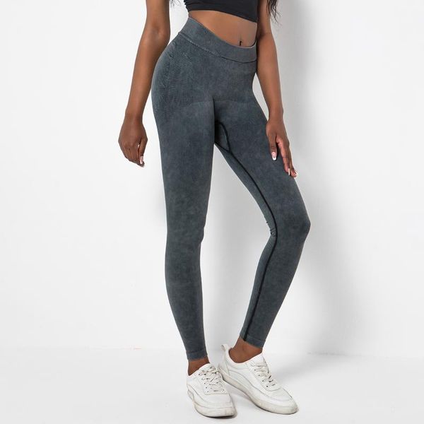 

yoga outfit european and american -selling retro washed seamless fitness tight elastic training sports women's pants