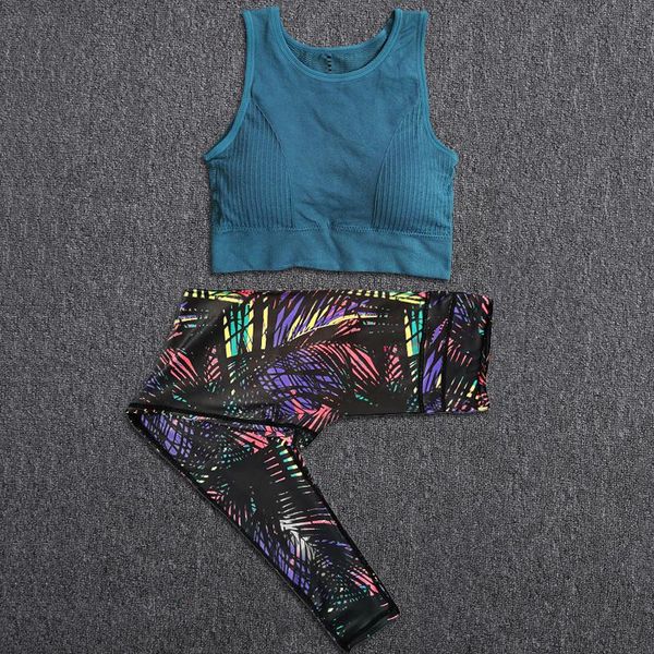 

women tracksuit two piece hollow out yoga bra set sportswear suits gym clothing fitness sports leggings lingerie with chest pad outfit