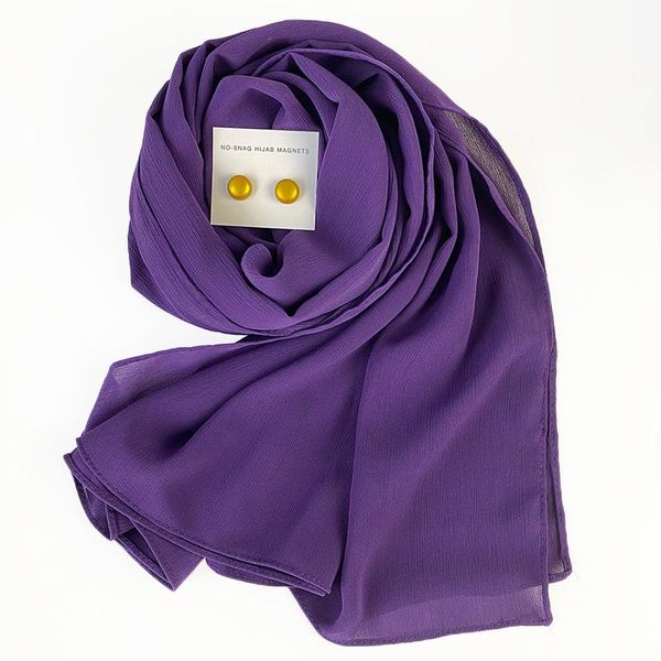 

ethnic clothing plain crepe hijabs strong metal magnet pins for muslim scarf heavy chiffon soft shawls crinkle wraps foulard femme, Red