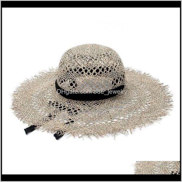 Kapaklar Şapka, Atkılar Eldiven Moda Aessorieswomen Yaz Hollow Güneş Şapka ST Halat Bayanlar Ile Şapkalar Kubbe Panama Plajı Tatil Seyahat Geniş B
