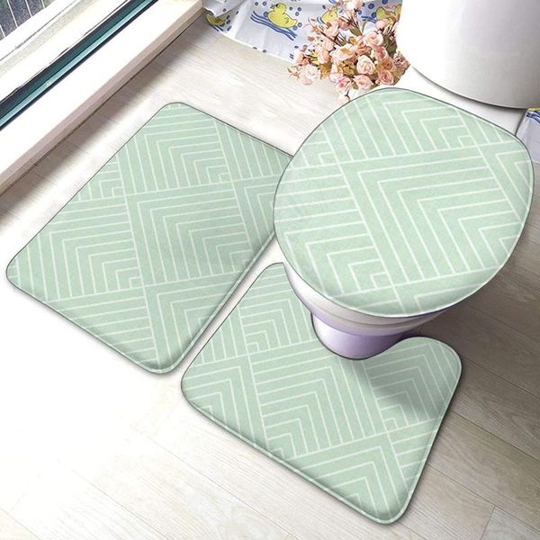 

bath mats minty art deco squares bathroom mat sets 3 piece set rugs memory foam toilet seat cover lid