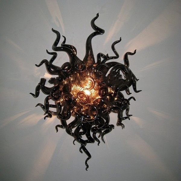 Schwarze Wandlampe, handgefertigt, mundgeblasenes Glas, LED-Wandleuchte, Innenbeleuchtung, Schlafzimmer, Wohnzimmer, Kunstdekoration, 20 oder 28 Zoll