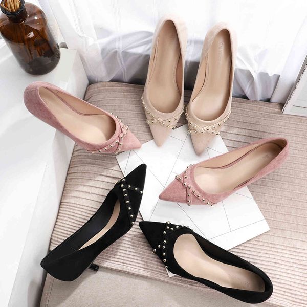 

dress shoes fashion flock high heels women pumps pointed toe work pump stiletto woman wedding office career elegant o0014 jgxq, Black