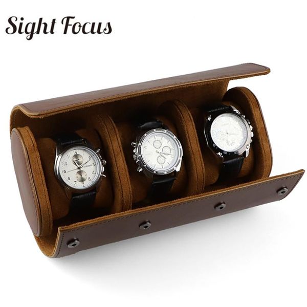 

watch boxes & cases luxury 3 slots box pu leather storage organizer roll travel case portable jewelry watches gift, Black;blue