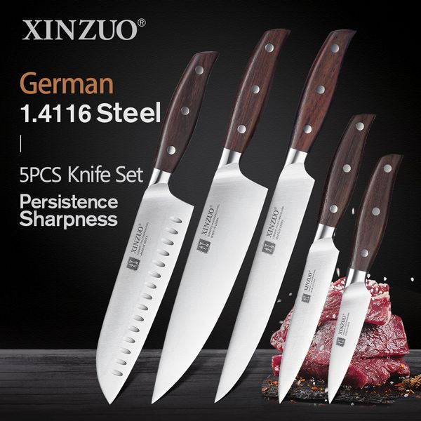 

xinzuo high quaity paring utiity ceaver chef santoku knife stainess stee kitchen knives sets with red sandawood hande