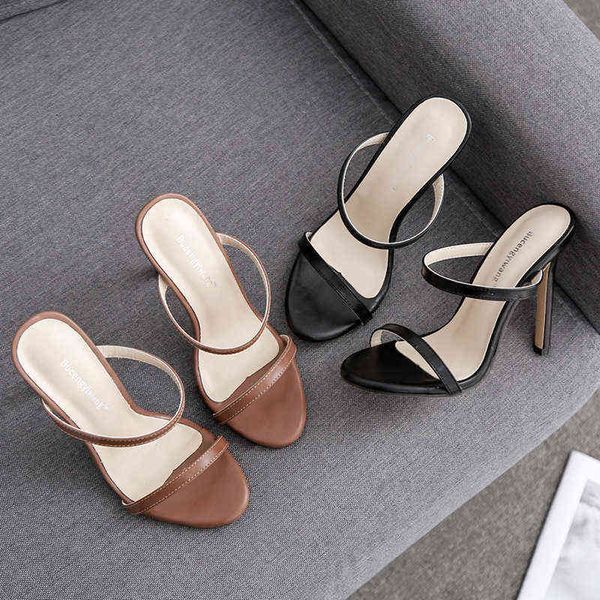 

2020 new pvc jelly sandals open toe high heels ladies clear plexiglass slippers heel clear sandals size y220225, Black