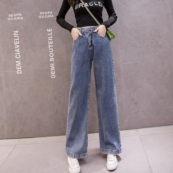 

women's jeans jeans high-legged, blue streetwear vintage fashion harajuku slacks straight 040s