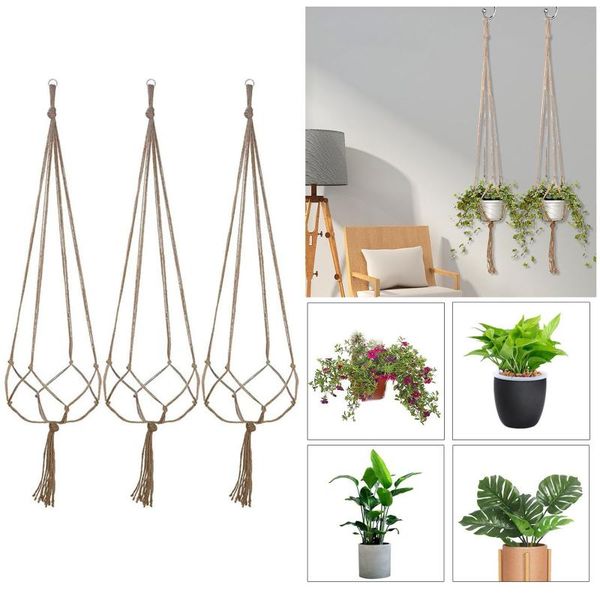 

vases 3pcs plant hanger flower pot cotton rope wall holder indoor home decor gardening hanging basket net bag