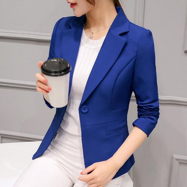 

women's suits & blazers simple autumn blazer all match one button lady single pockets coat, White;black