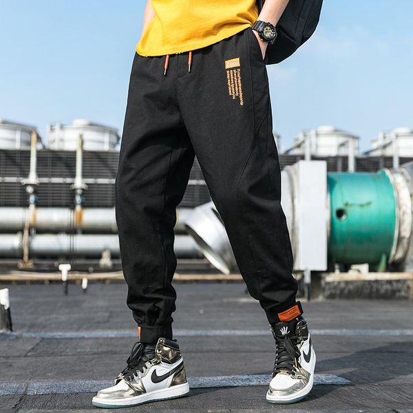 

men's pants mens casual harem mid waist multi pocket cargo street man wear trousers oversize fashion classic harajuku hip hop pant, Black
