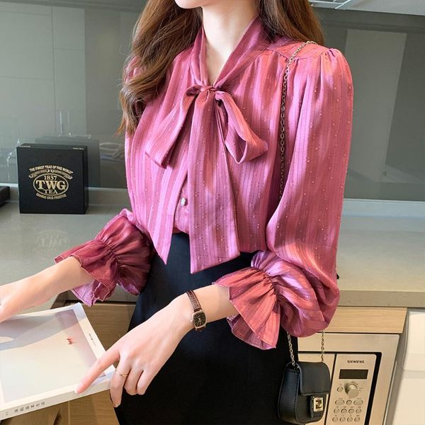 

women's blouses & shirts autumn white shirt women blouse long sleeve slim work plus size office casual fashion bow