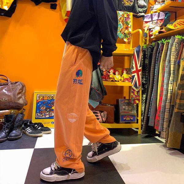 

men's pants wei pant fashion brand loose spring leggings straight casual korean trend trousers, Black
