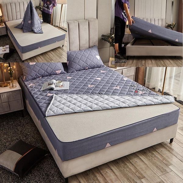 

sheets & sets all-inclusive bed linen fitted sheet thick quilted latex bedspread dust mattress protection cover zipper type non-slip six sid