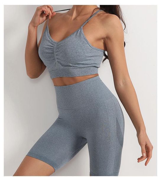 

2pcs female sport suit gym set seamless bra shorts workout running clothes wear athletic yoga outfit