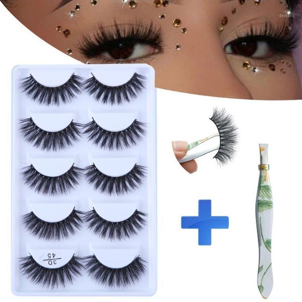 

3d 5 pairs mink eyelashes natural long false lashes thick handmade full strip volume soft faux cils extension makeup1