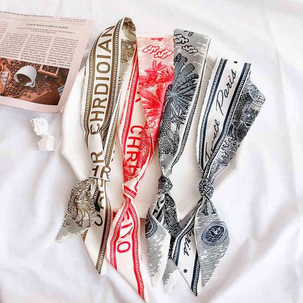 

spring summer street bandage scarves women's letters solid narrow neckband fairy lori wind wide strip decorative printing, Black;purple