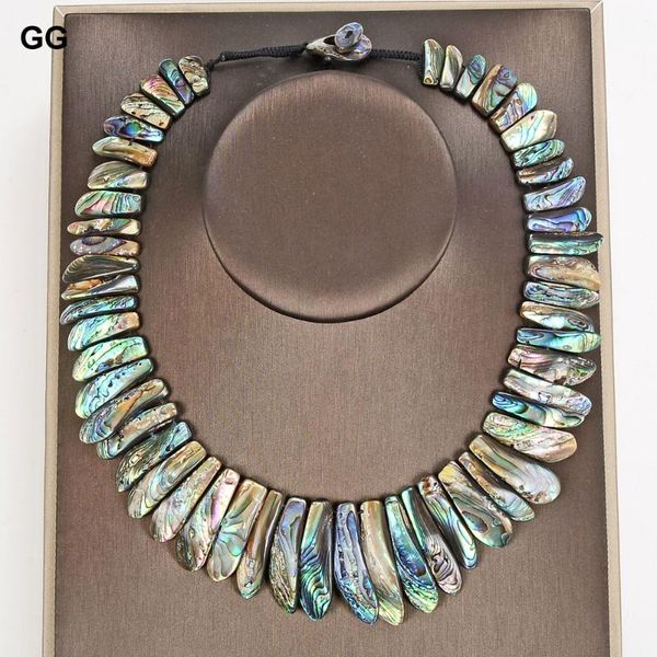 

chains guaiguai jewelry 19'' handmade natural green paua abalone shell sea necklace for women, Silver