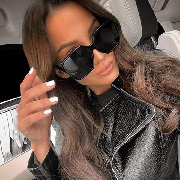 

sunglasses oversized shades women square black fashion celebrity glasses gradient big frames goggles uv400, White;black