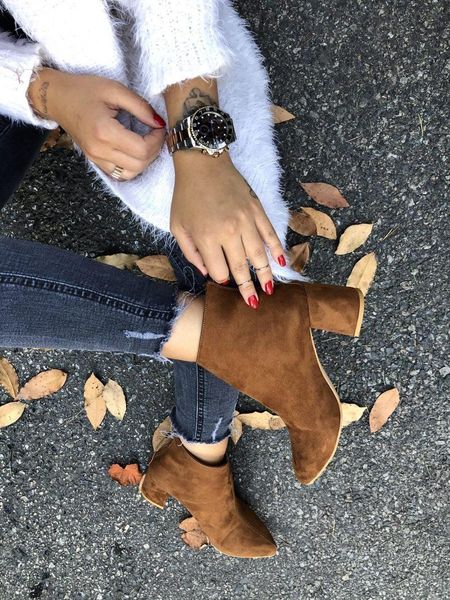 

boots hope suede 2 different color women season elegant design women's fashion, Black