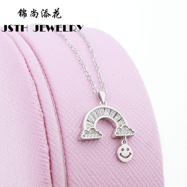 

necklace s925 silver rainbow cloud with smile face fashion pendant zircon jewelry