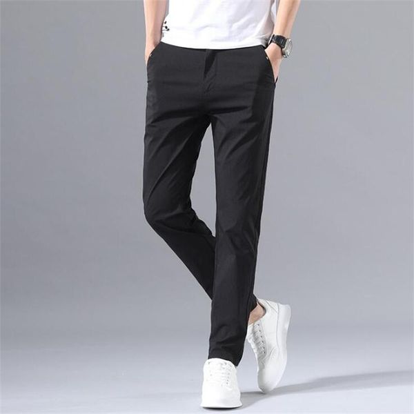 

spring summer business casual pants young men's korean fashion elastic straight leg solid street style black