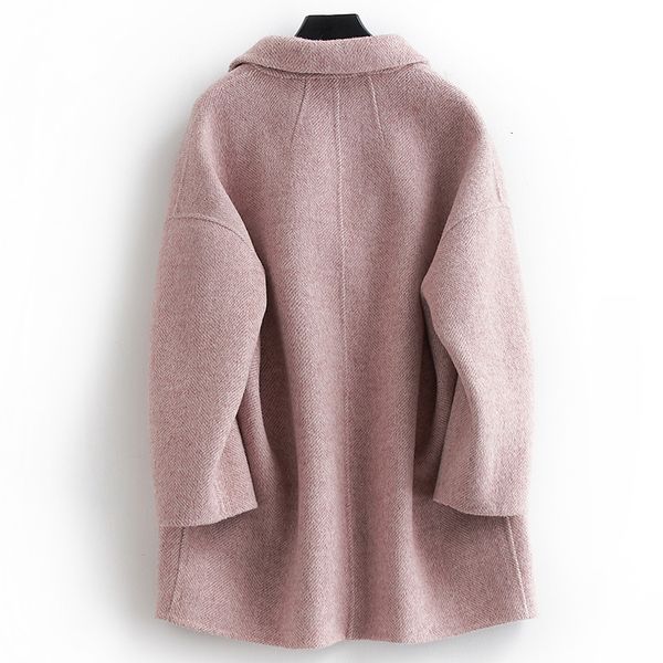 

women's & blends wool female spring-fall alpaca jacket pink coat korean oversized coats and jackets women b18y05429-z kj2391 jhu3, Black