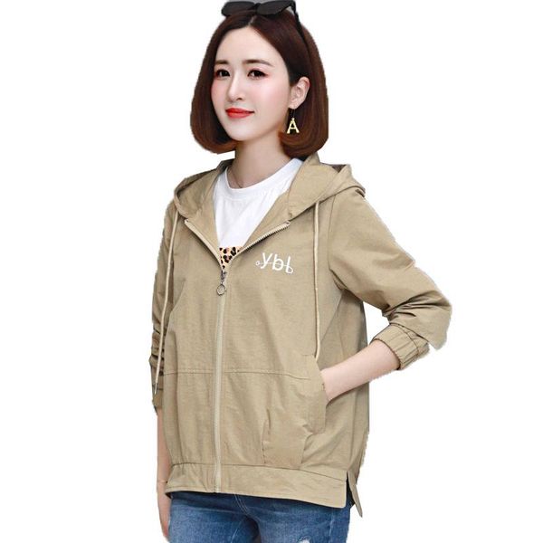 

women spring jacket large size 5xl short coat 2021 loose autumn hooded casual jackets female windbreaker outerwear women's, Black;brown