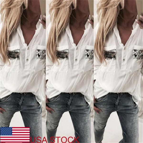 

women's blouses & shirts 2021 women white blouse long sleeve button-down low cut casual shirt fashion clothes
