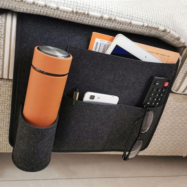 

delicate felt bed pocket storage durable water bottle book phone lightweight convenient holder sofa hanging organizer cell mounts & holders