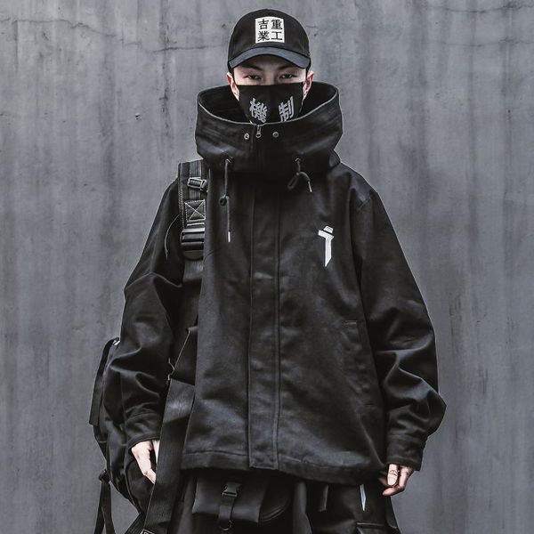 

techwear jacket for men black spring japanese streetwear hooded coat men's jackets, Black;brown