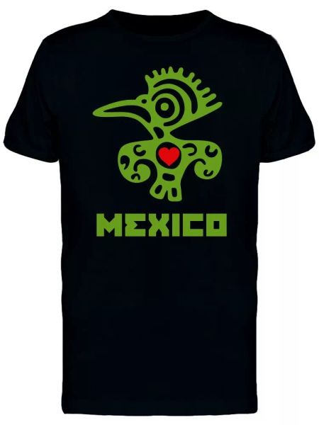

mexico green bird statue tee men's -image by shutterstock, White;black