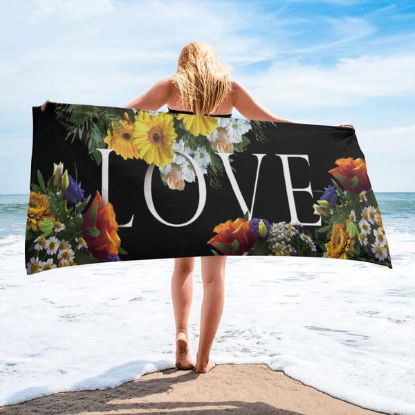 

towel flowers love pattern bath camping bathroom accessories microfiber beach towels for adults