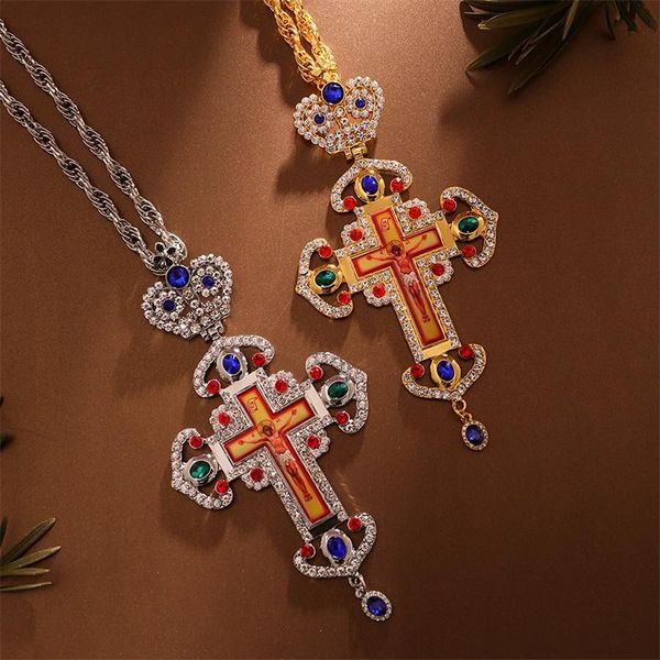 

pendant necklaces chest cross jesus necklace crucifix gold silver color classic religion craft