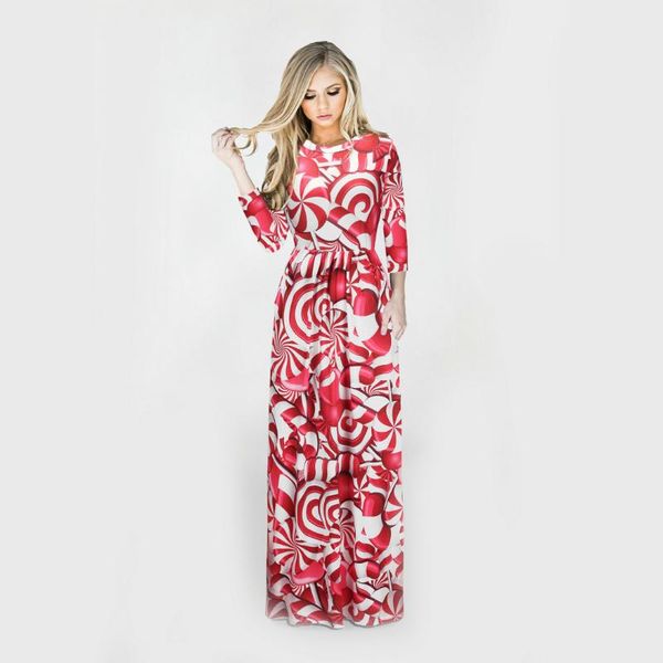 

casual dresses christmas dress women santa claus fall o neck long nightdress hedging sleeve robes femme lady causal vestidos, Black;gray