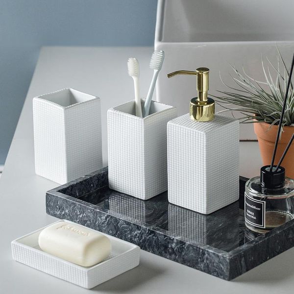 

white bathroom accessories sets complete ceramic,soap dispenser,soap dish, tumblers,dÃ©cor for bath accessory set
