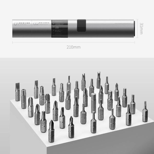 Wowstick 12 in 1/36-in-1 Cacciavite elettrico al litio a doppia alimentazione Luci a 3 LED Kit cacciavite ricaricabile Aspirazione magnetica Un pulsante