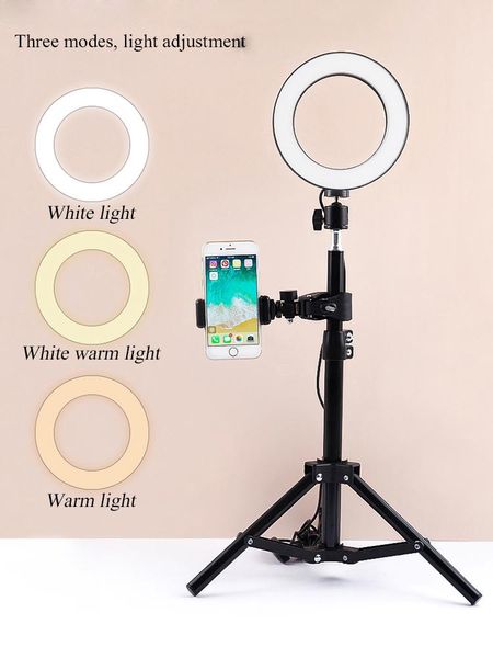 

flash heads tablepography lights adjustable led lamp brightness fotografia ring light with tripod & cellphone clip for po shoot