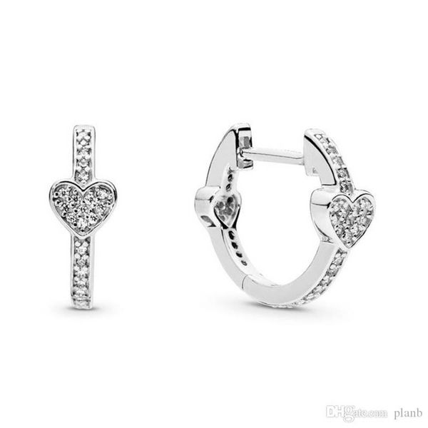 

exquisite 925 sterling silver heart stud earring original box for pandora alluring hearts hoop earrings luxury designer jewelry wo299f, Golden;silver