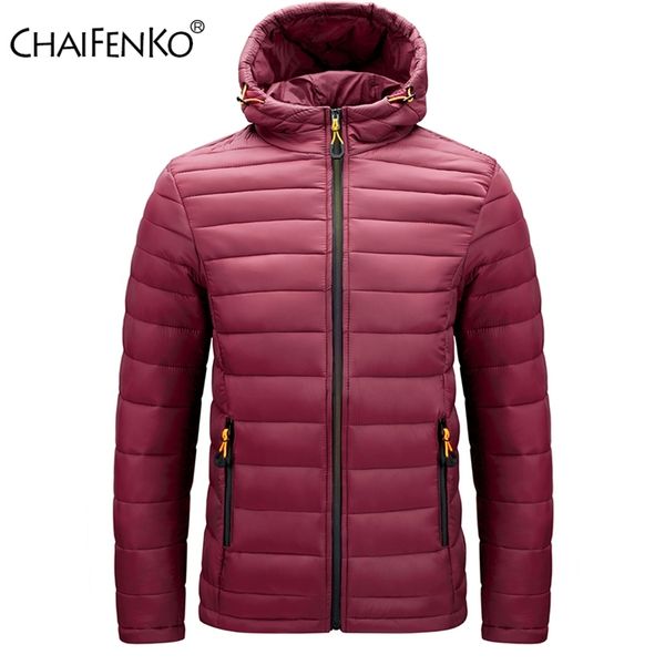 

chaifenko winter warm waterproof jacket men autumn thick hooded cotton parkas mens fashion casual slim jacket coat male 210818, Black