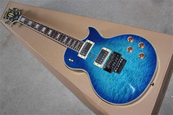 

flyongcustom lp double swing bridge electric guitar cloud pattern transparent blue can be changed as required