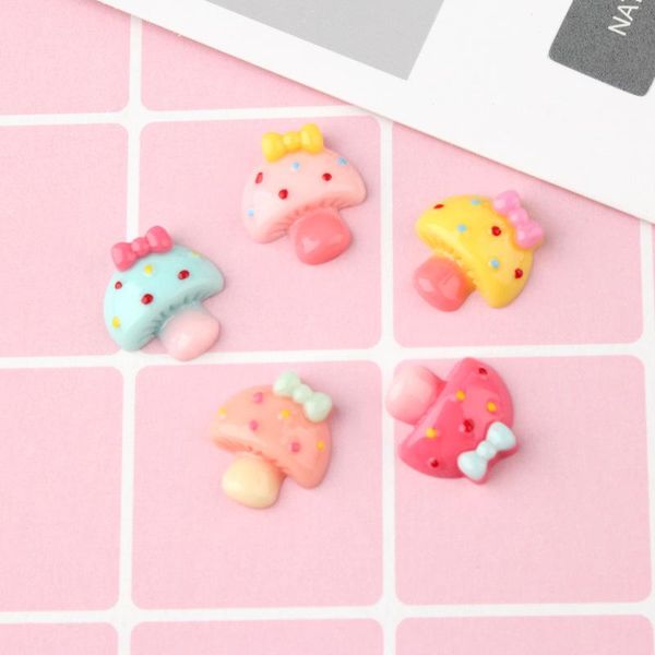 

charms 20pcs diy jewelry findings kawaii mushroom shape resin cabochon cameo beads ornament accessories embellishments 16*18mm, Bronze;silver