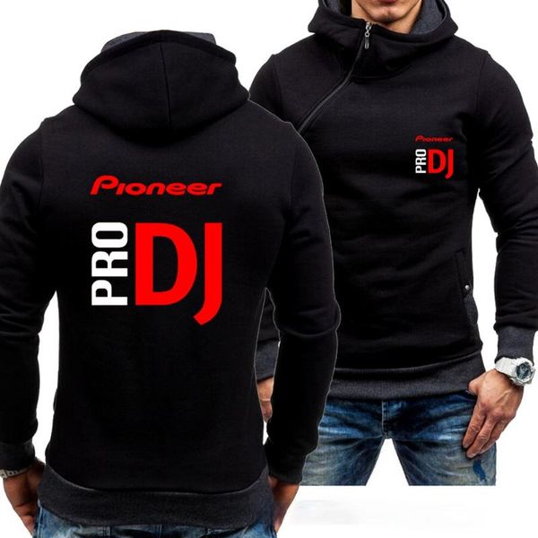

men's hoodies & sweatshirts pioneer pro dj printing padded cotton hoodie sweatshirt casual outdoor jacket zipper flight suit, Black