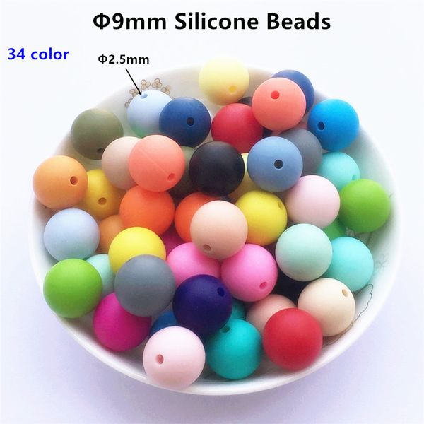 Chengkai 100 pcs 9mm BPA Silicone Loose Teether Beads DIY Bebê Chupeta Dummy Jóias Boother Colar Acessórios De Brinquedo