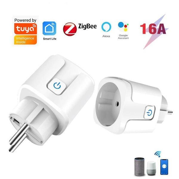 

smart power plugs tuya zigbee wifi eu plug 16a wireless socket monitor life remote control alexa and google home voice