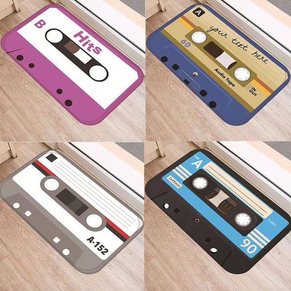 

carpets door mats indoor outdoor entrance carpet 3d vintage cassette tape waterproof non-slip wrinkle-resistant rectangle front