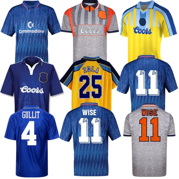 

1990 1991 1995 1997 gullit zola wise hughes vialli retro soccer jersey 95 96 97 spencer di matteo le saux leboeuf durie classic vintage foot, Black;yellow