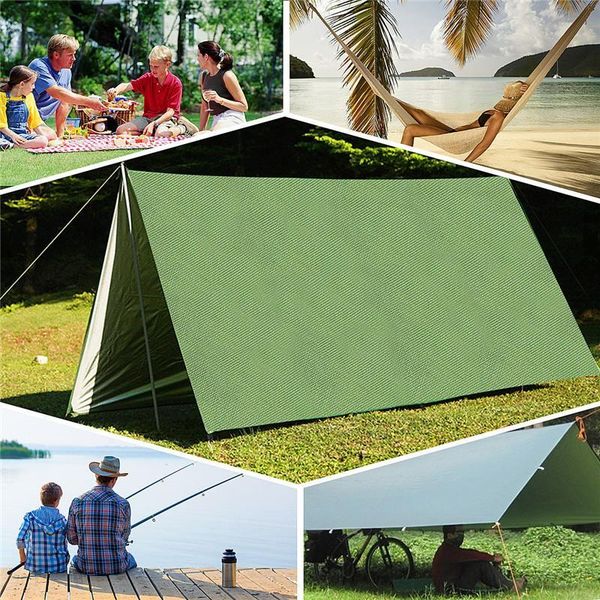 

portable 3*3m waterproof sun shelter outdoor camping hiking 210t polyester multifunction tarp mat with bag 3-4 person tents and shelters