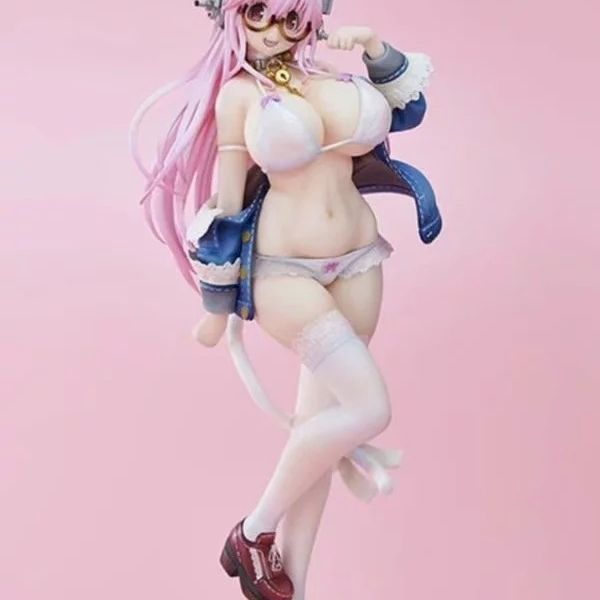 Anime Seksi Şekil Süper Sonico Beyaz Kedi Ver. PVC Action Figure Koleksiyon Model Oyuncaklar Yetişkin Doll 27cm Q0522 Kapalı Dökme