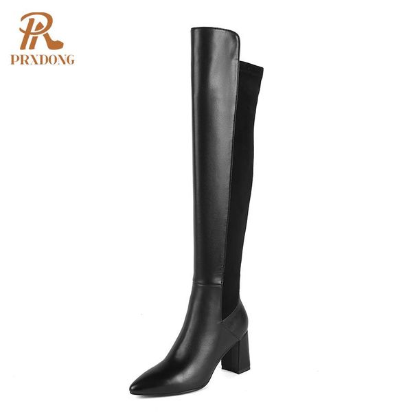 

boots 2021 fashion women knee-high autumn winter long shoes woman pointed toe black high heels 39